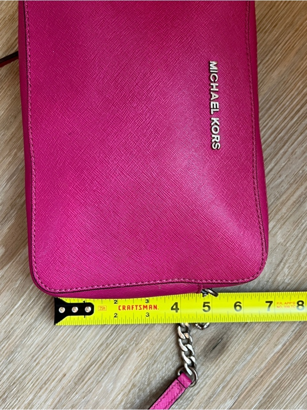 Michael Kors Jet Set Large Saffiano Crossbody Hibiscus Pink purse handbag - Picture 11 of 13